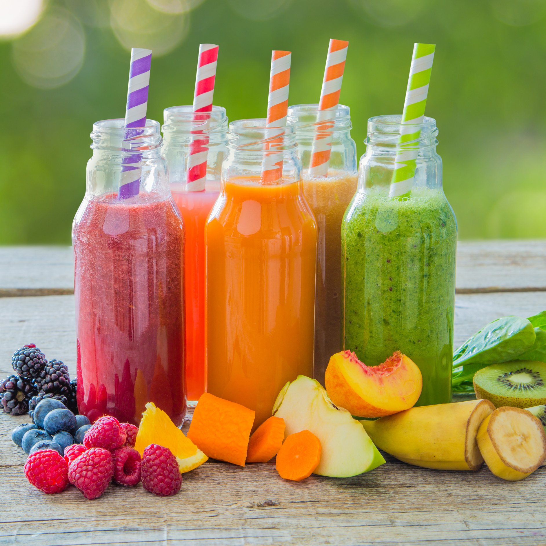 Selection of Colourful Smoothies 