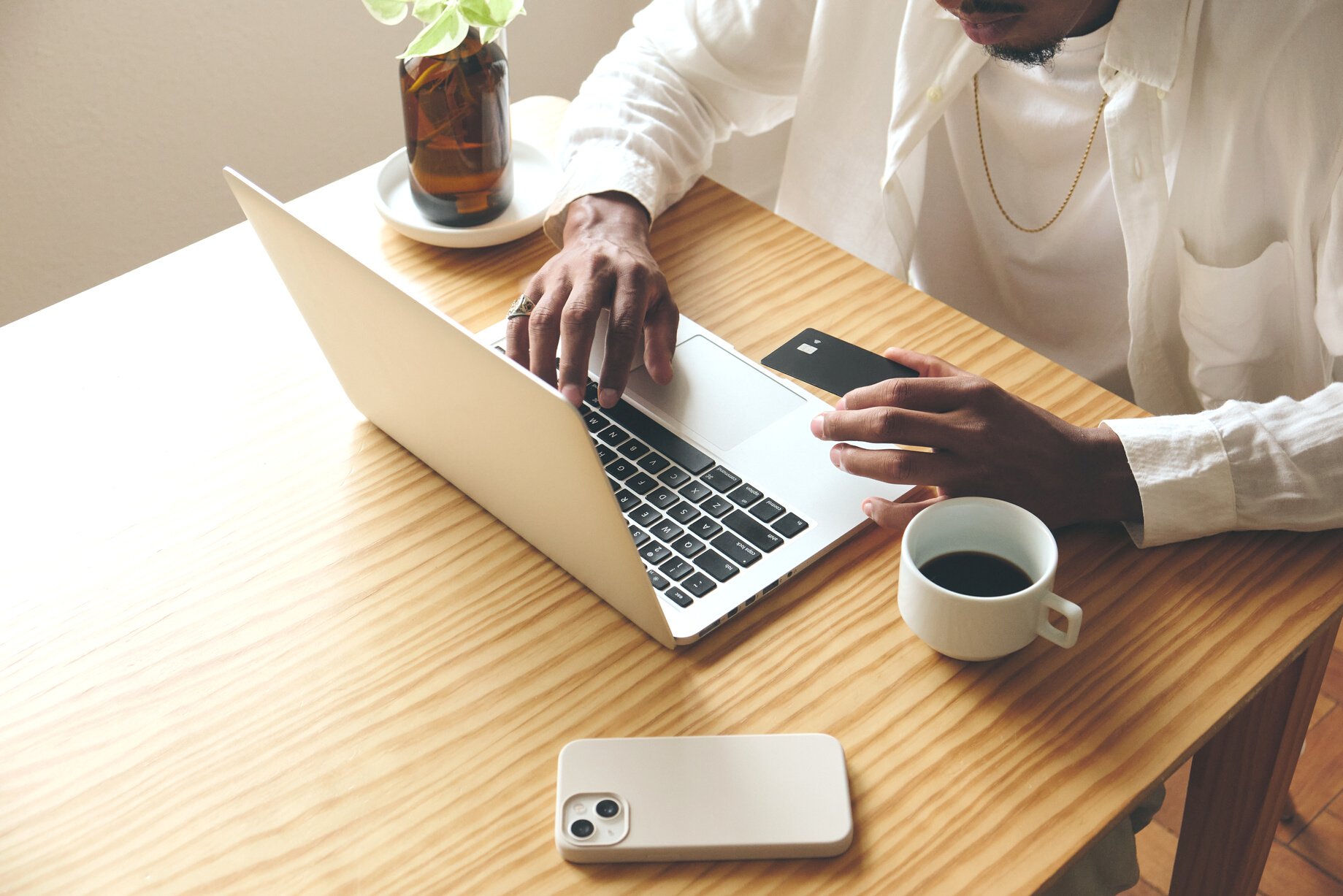 Man Using a Credit Card Online